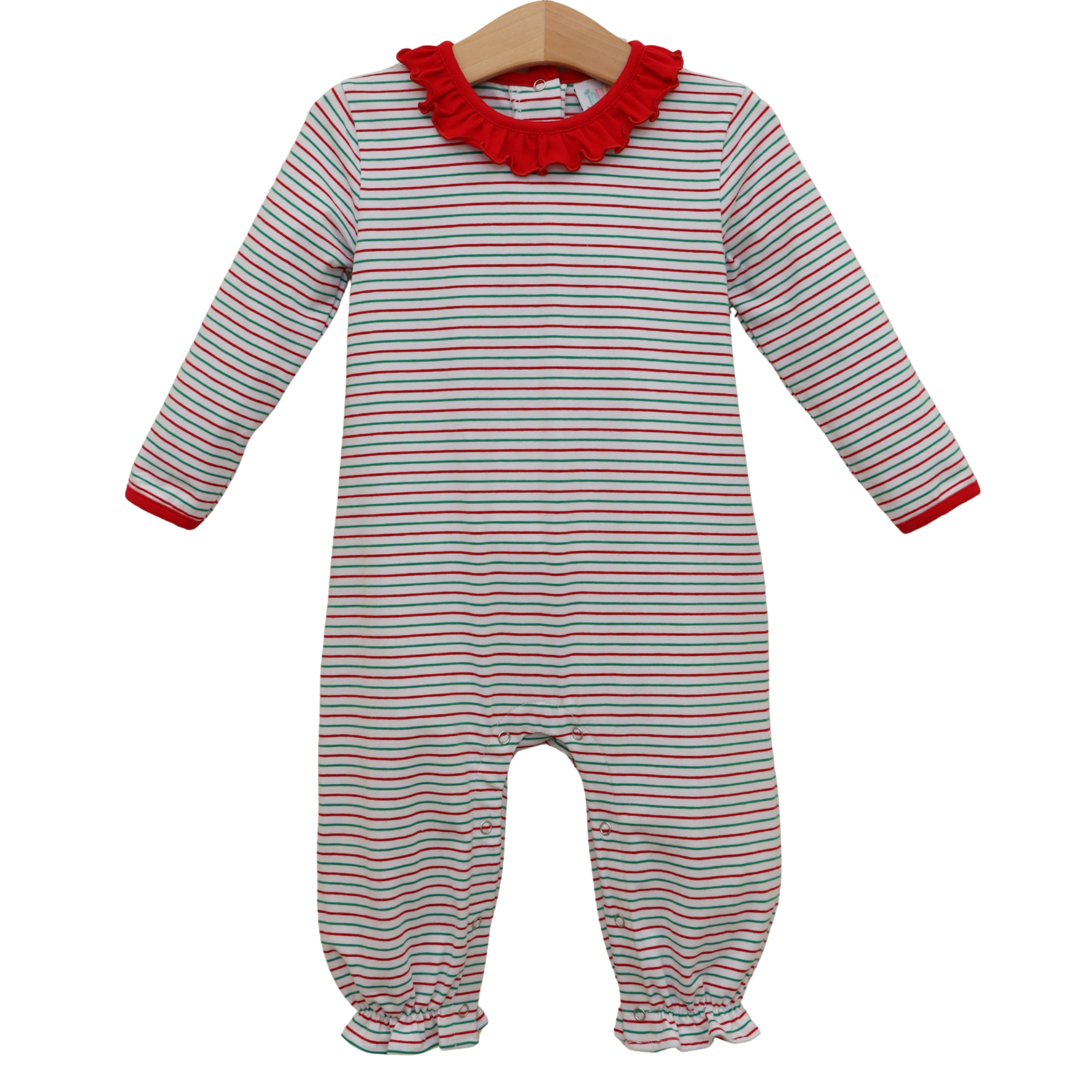 Christmas Candy Stripe Ruffle Romper