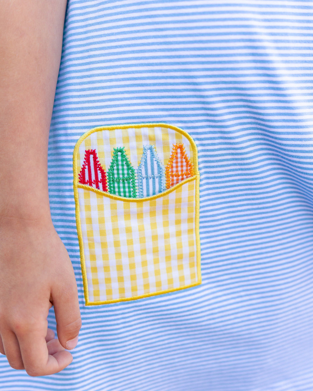 Crayon Pocket Dress Blue Stripe
