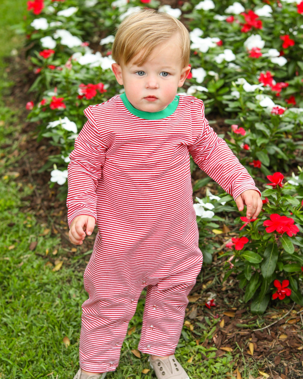 Red Stripe/Green Romper